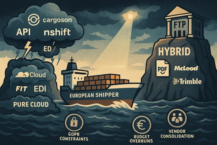 Hybrid vs Pure Cloud TMS Architecture: The European Shipper's 2026 Migration Decision Framework for Balancing Regulatory Compliance, Vendor Consolidation, and Operational Continuity Without Joining the 76% Failure Rate